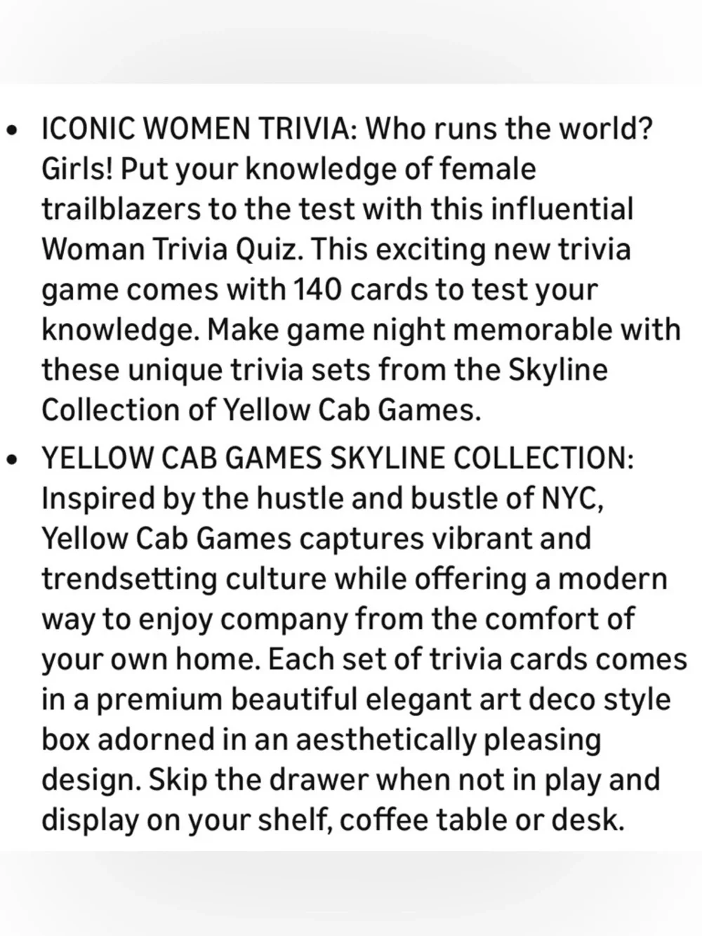 BNIB SKYLINE COLLECTION BY YELLOW CARD GAMES ICONIC WOMEN TRIVA CARD GAME - Picture 10 of 15